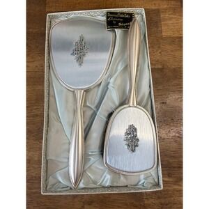 Vintage Mascot London‎ Dressing Table Set Silver Mirror Hair Brush Boxed England